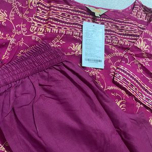 Pure Cotton Kurta With Trousers For Women