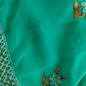 Green Embroidery Saree