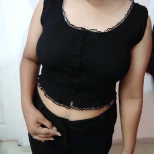 Crop Front Button Top