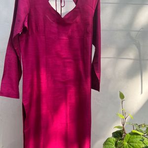 Rani pink kurti set