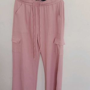 Baby Pink Soft Cargo Ladies Pant