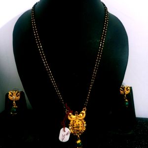 Double Chain Mangalsutra With Earrings