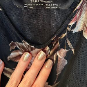 Zara Embroidered Scoop Neck Top