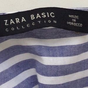 Zara Blue White Stripe Twist Back Tunic top