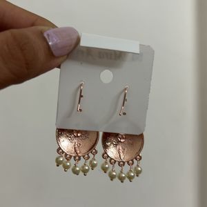 Baby Pink Floral Mini Jhumki Pearl Drop Earrings