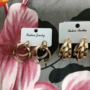 3 Pairs Golden Earrings