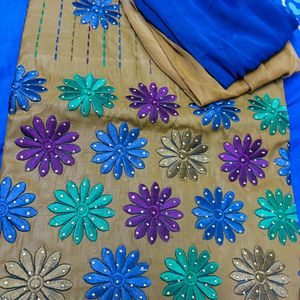 Brown And Purple Kdai Work Suit With Dupatta