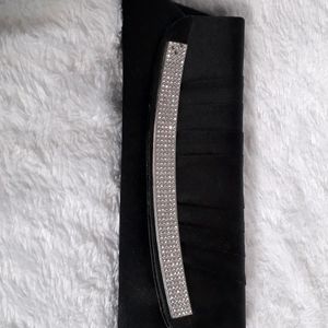 Black Diamond Clutch with Silver Chain