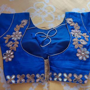 Blue Designer Mirror Work Blouse