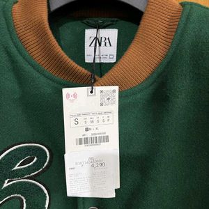 ZARA GREEN WOOL VARSITY JACKET