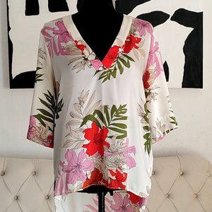 Zara Basic Floral Print Blouse