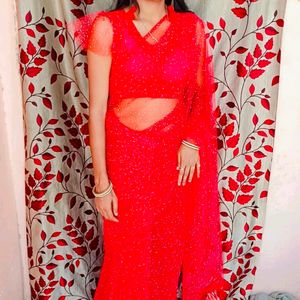 Red Net Saree❤️