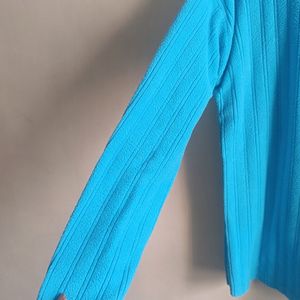 Blue Turtle Neck Stretchable Full Sleeve Sweater