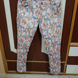 Floral Print Girlish Jean