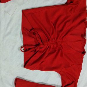 Red Solid Crop Top