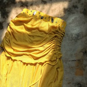 Y2k Pinterest Korean Shimmery Yellow Maxi Skirt