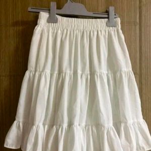 cottage core white mini tiered skirt