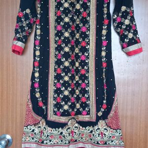 Black Heavy Work Kurta