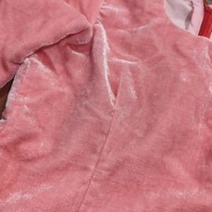 Pink Velvet Blouse For Girls