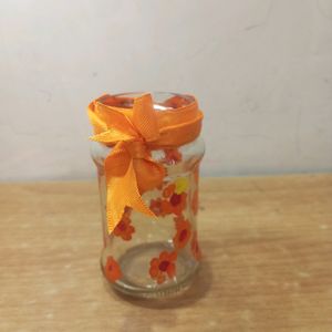 Floral Painted Glass Jar