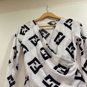 Attrcative Black And White Printed Top