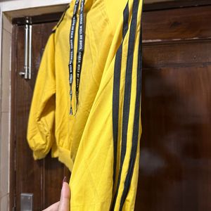 Koovs Yellow Hooded Sweatshirt