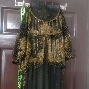 Stunning Shrug Cum  Floor Length Kaftan