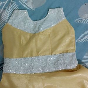 Price Drop Beautiful Golden Gown With Silver Work