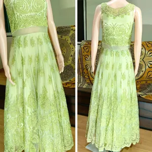 Partywear Net Heavy Embroidered Gown With Dust Bag