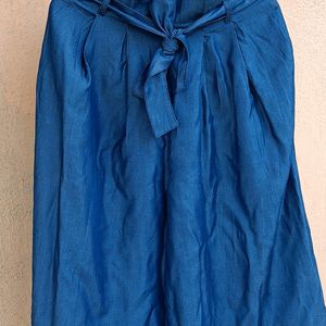 Chambray Denim Blue Culottes With Matching  Sash