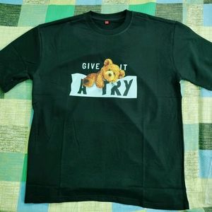 Give It A Try Premium Terry Oversize Black T-shirt