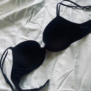 Black Padded Stoned Bra