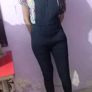 Woman Black Dungaree