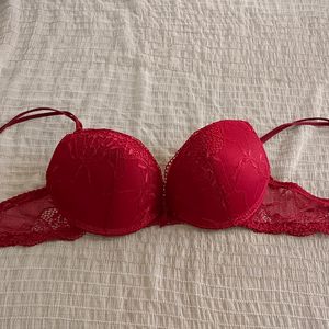 Wine Colour Net Padded Bra And Panty Set