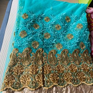 Full Embroidery Net Saree New