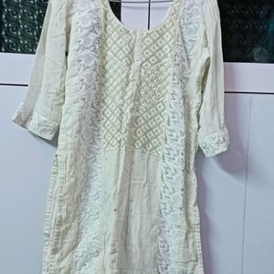 Lemon Yellow Beautiful Kadhai Kurti