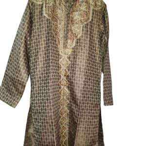 Golden Colour With Embroidery Kurta For (Men's