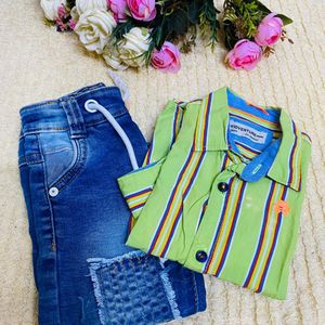 2 Pec Jeans Shirt For Baby Boy