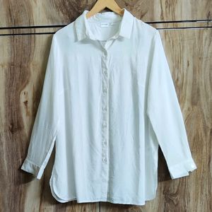 Off White Plain Shirt Size-40