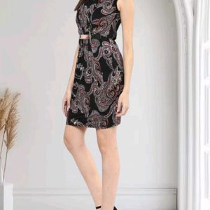 Izabel London Black Printed Belted Dress