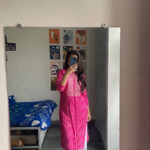 Bandhej Pink Kurti