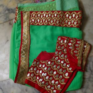 Saree With Work blouse