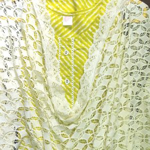 Cream Lace Dupatta