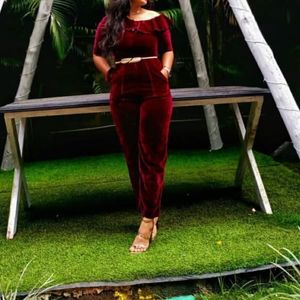 Velvet OffShoulder Jumpsuit