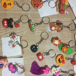 Handmade Clay Keychain.... Combo Of 13