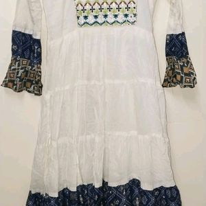 White Color Ethnic Gown.