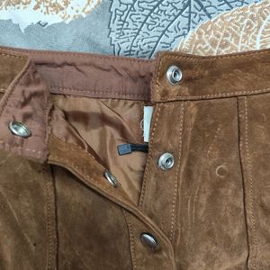 Brown Leather Mini Skirt