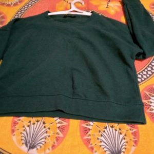 Green Solid Sweatshirt