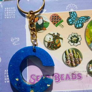 Resin Art C Alphabet Keychain