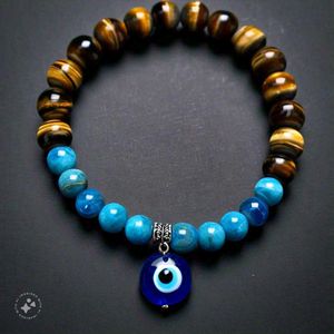 Customisable Tiger's Eye+Blue Apatite Bracelet